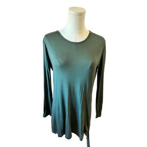 LNA Tunic Top Long Sleeves Crew Neck Hi-Low Hem Sheer Green Womens Size Medium​
